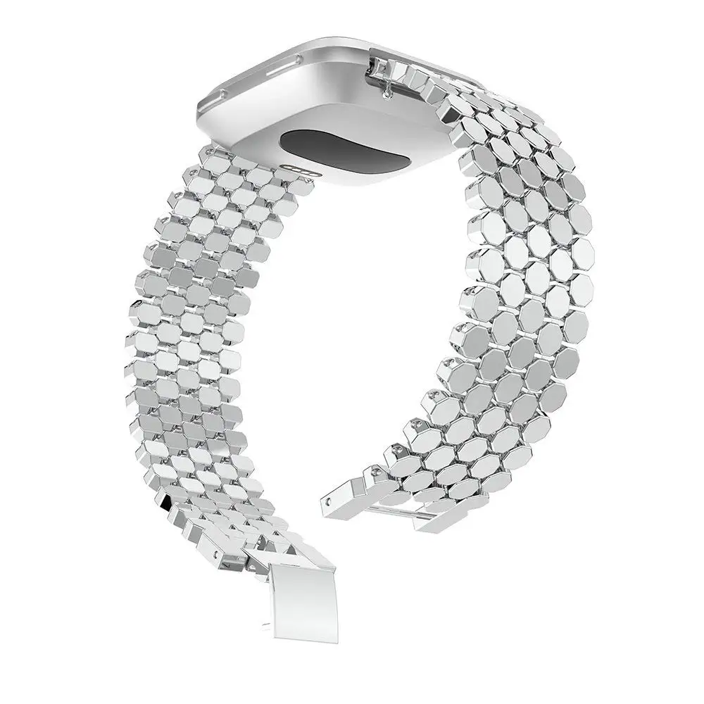 KINGBEIKE Stainless Steel Watch Band for Fitbit Versa Watchband Replacement Wristwatch Metal Links Bracelet Strap