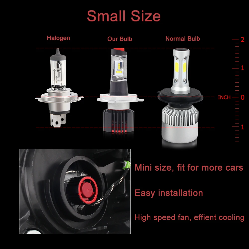 BraveWay H4 LED H7 H11 HB3 HB4 9005 9006 Auto Led Light Car Headlight Bulb for Cars CSP Chip H7 LED Lamp for Car Bulb H4 16000LM