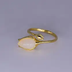 RADHORSE 925 Серебряное кольцо для Для женщин Jewelry Хотан нефрита S925 Серебряный Лотос моделирования кольцо Регулируемый Размеры золотой