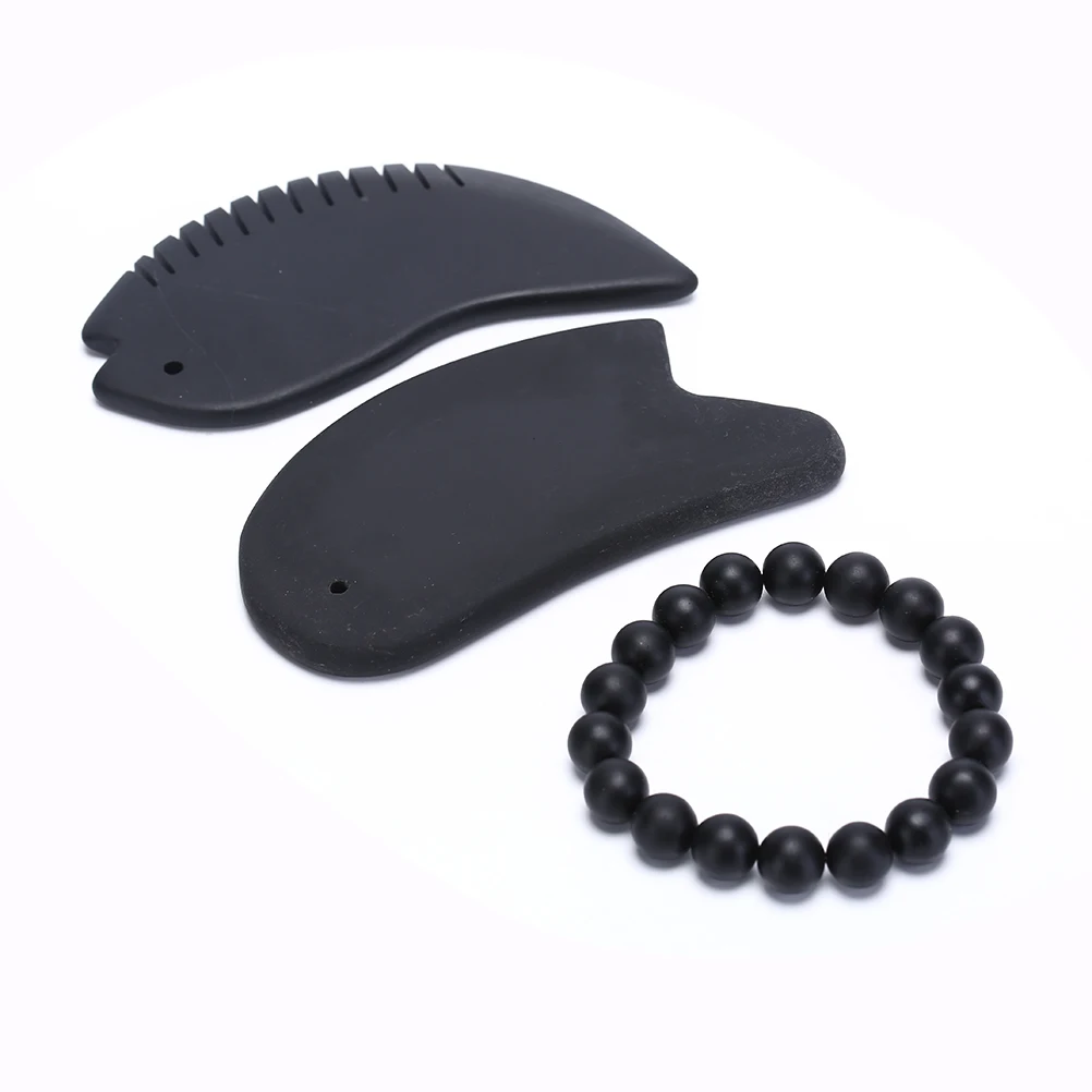 

3PCS/set Natural GuaSha Board Comb Bracelet Body And Face Massage Tool Acupuncture Bian Stone Guasha Carnelian Gua Sha