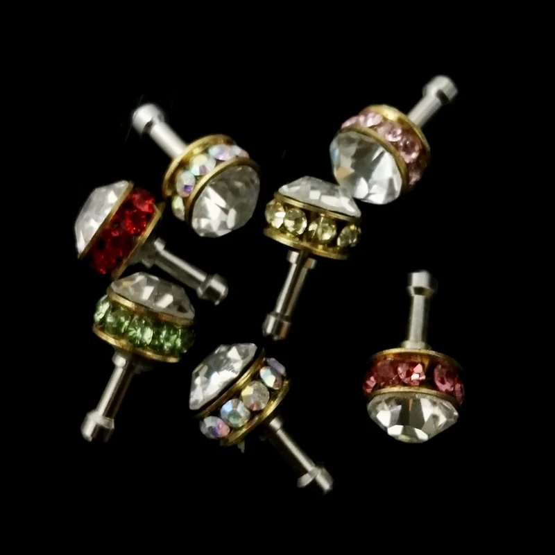 5PCS/lot Mixed Colors Round Phone Charms Shine AAA Crystal