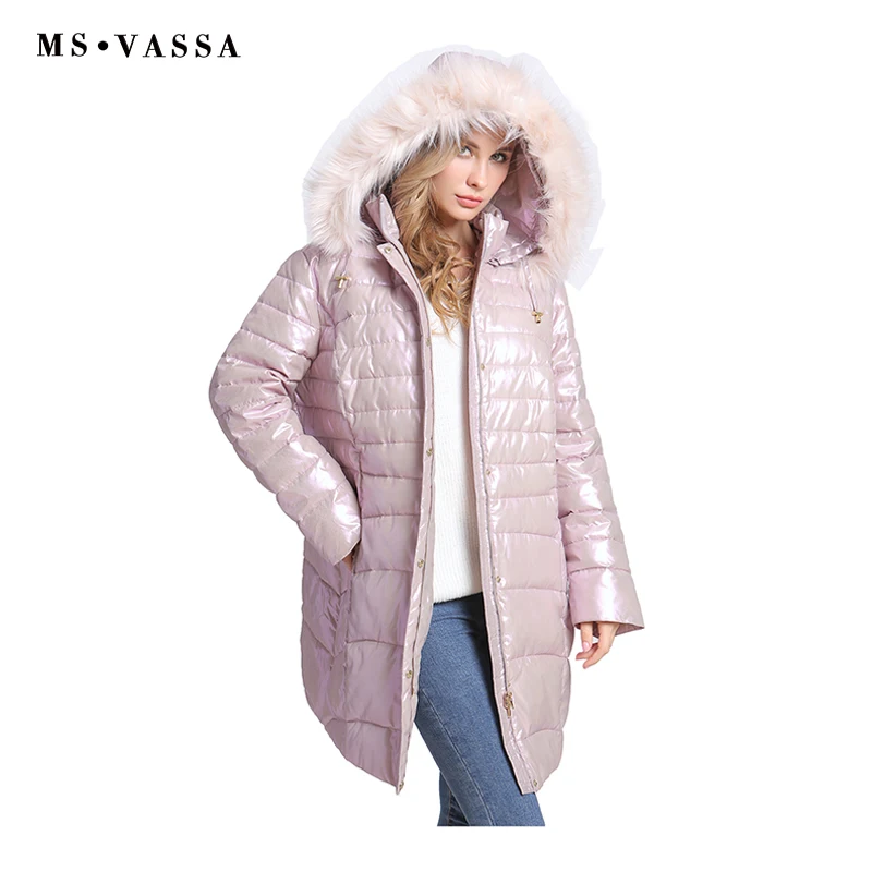 MS VASSA Plus size Women Parkas 2018 New Autumn Winter Coats hood with fake fur big size 5XL 7XL padding female outerwear