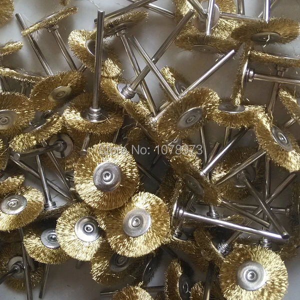 Free Shipping Mounted Brass Wire Brush Jewelry Polishing Tool 100pcs