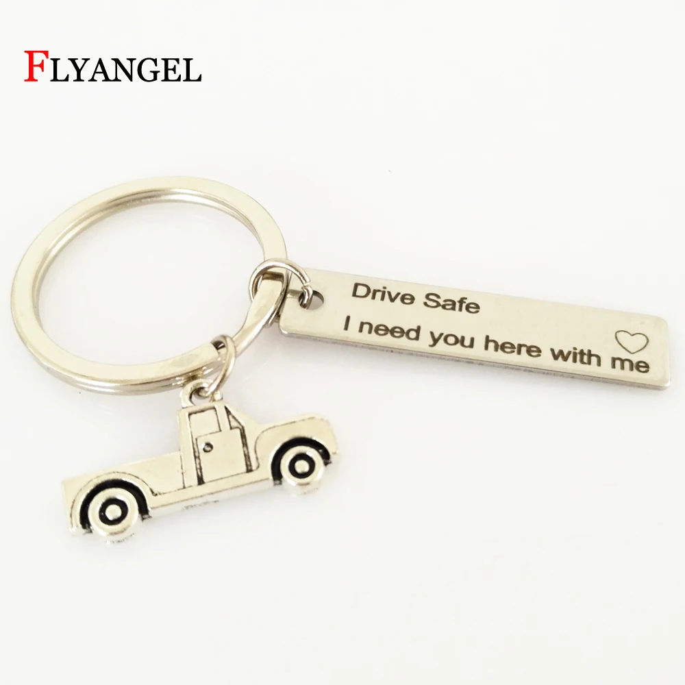 

Stainless Steel High Quality Keychain Key Holder Drive Safe I Need You Truck Pendant Car Key Chain Keyring Best Gift for Lovers