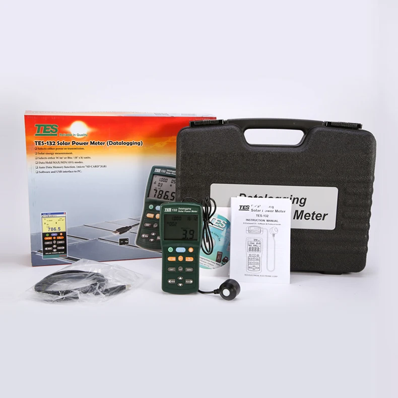 XEAST Hot TES-132 Handheld Solar Power Meter Tester 400-1Knm Range 2000W/m2 634Btu/