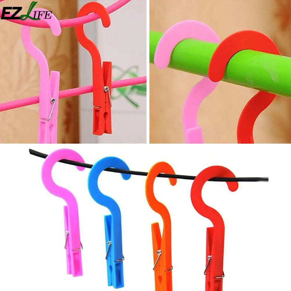EZLIFE Random Color Generic PP Laundry Hooks Clothespins Hanging Clips Hanger Home Travel Pack