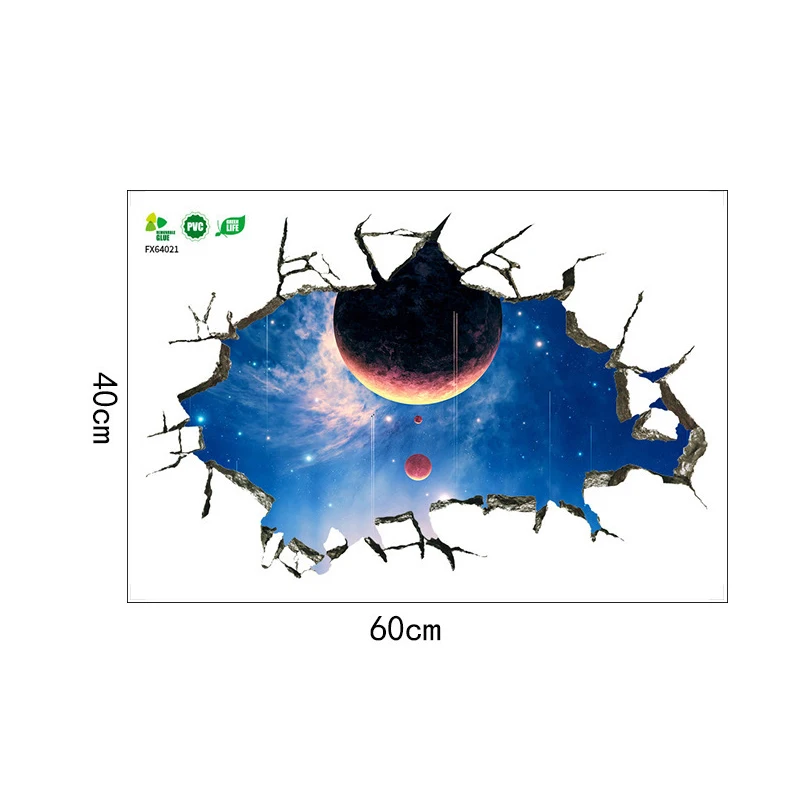 3D наклейки на стену с разбитым отверстием, наружное пространство, Млечный путь, Настенный декор для гостиной, детской комнаты, детской спальни, потолочный напольный Декор