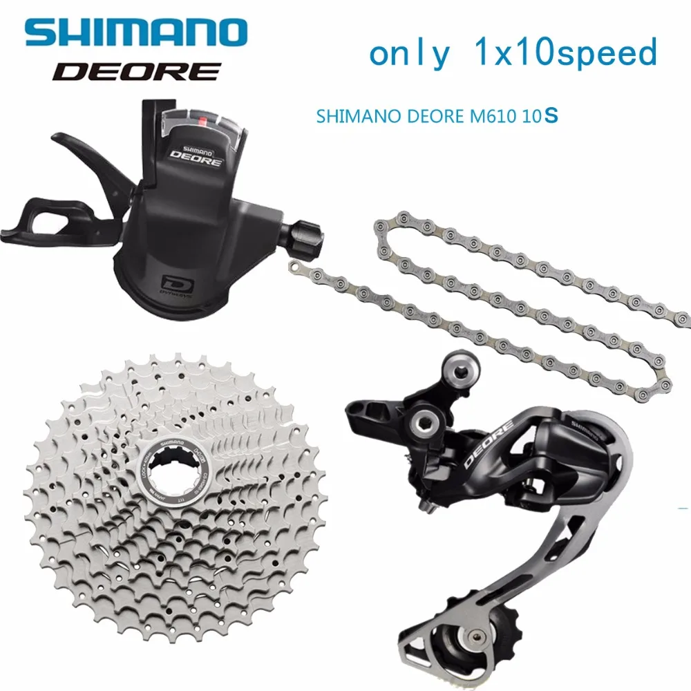 Shimano DEORE M610 1x10S 10S Скорость MTB велосипедный комплект с рычагом переключения передач и задний переключатель и цепь и HG62 кассета 34T