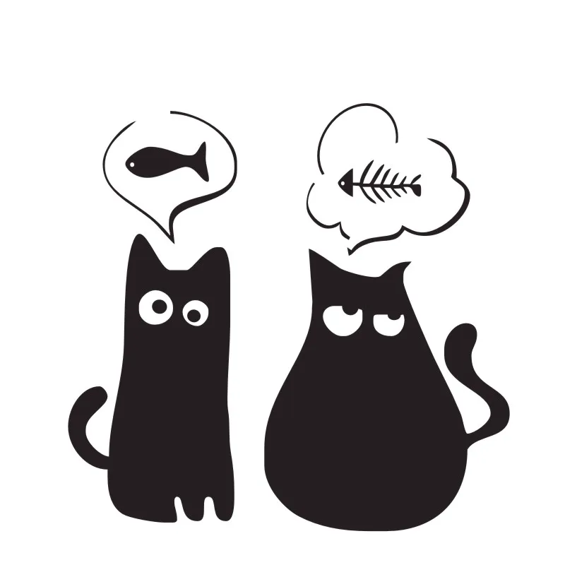 ZOOYOO Funny Two Hungry Kittens Wall Stickers Cats Wall Decals Home Decor Kids Room Decoration Petshop Wallpaper