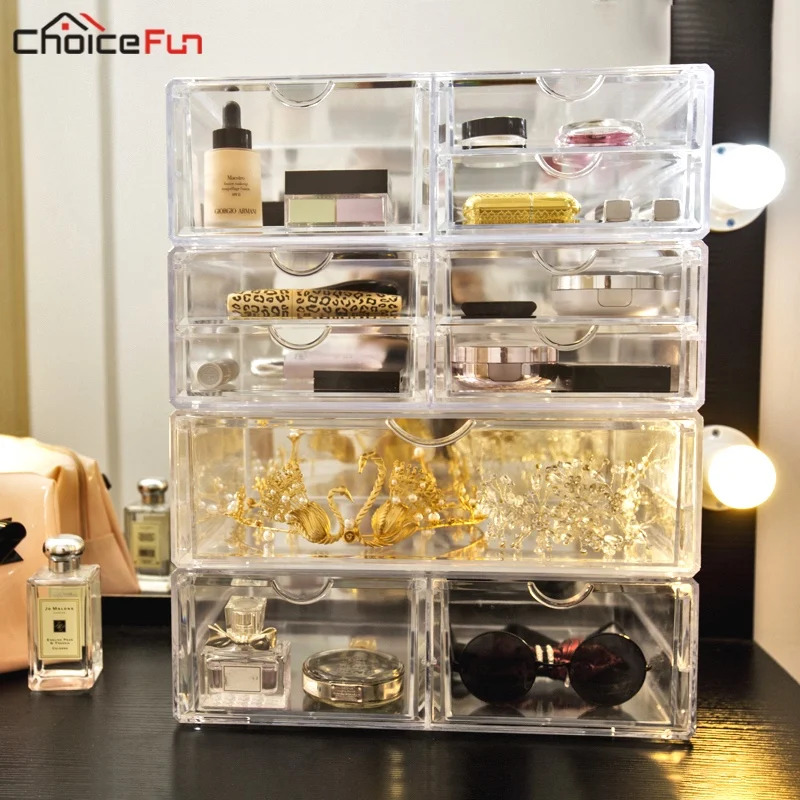 Choice Fun Home Desk Transparent Makeup Box Organizing