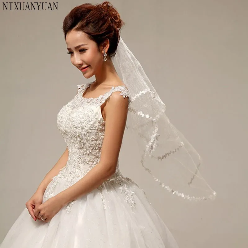 90-110cm-Women-Bridal-Marriage-One-Layer-Cathedral-Short-Wedding-Veil-Flora