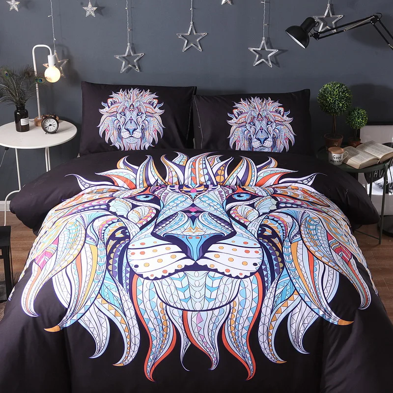 

Vintage Lion's head Bedding Set Pillowcase & Duvet Cover Sets Bedding Set Bed Cover Set Home Textiles 3pcs