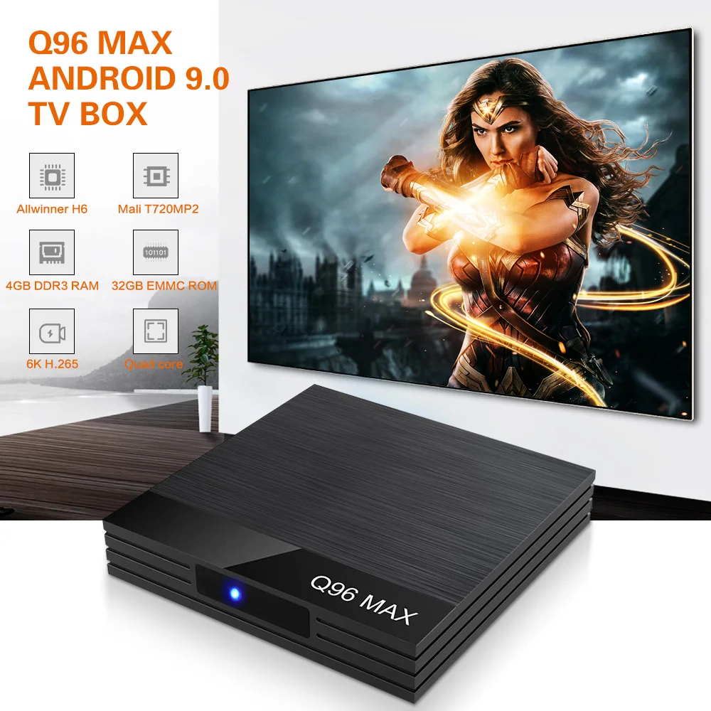 

Q96 Max Smart TV Box Android 9.0 4GB RAM 32GB ROM Allwinner H6 Quad Core USB 3.0 2.4G WiFi Set Top Box 6K H.265 Media Player