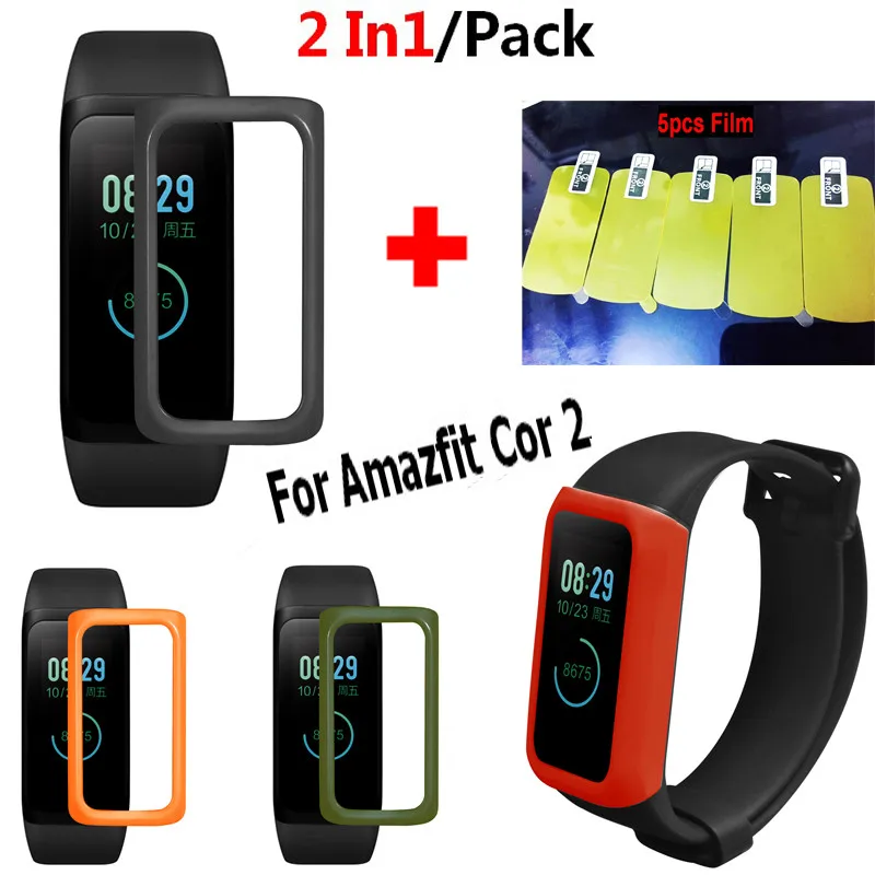 

2pcs/Lot Silicone Protective Case Frame for Xiaomi Huami Amazfit Cor 2 Band Full Cover+Film Screen for Huami Amazfit Cor 2 Watch