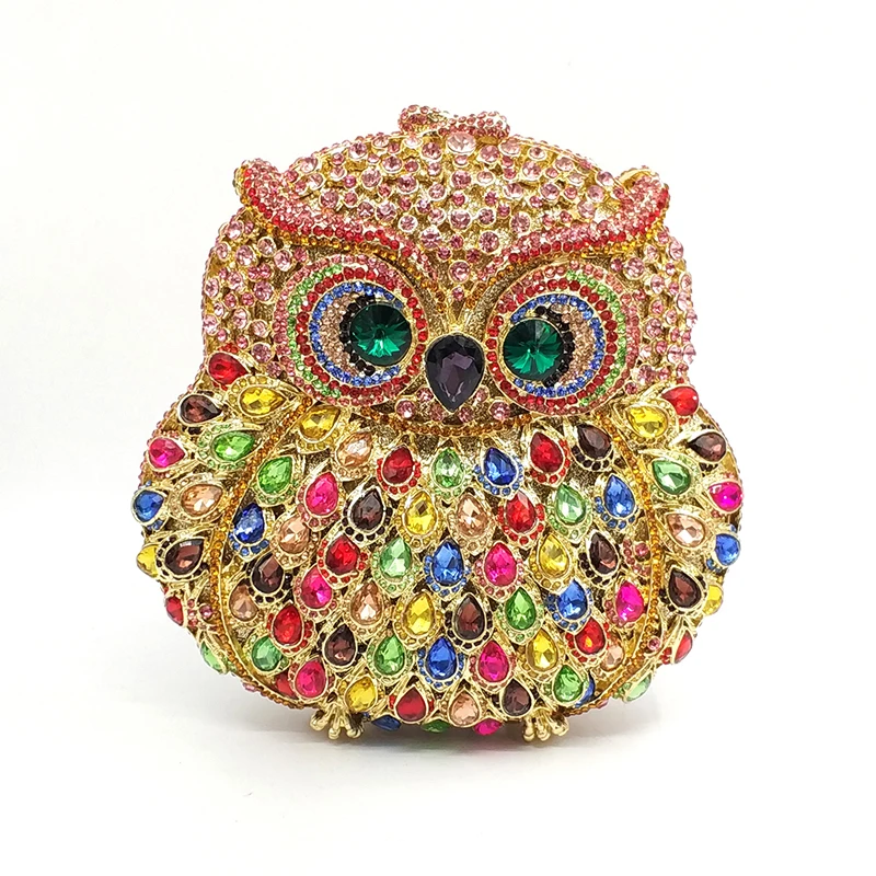 Fashion design clutch women evening party bag diamonds owl bird shape crystal purses bridal wedding party crystal clutches