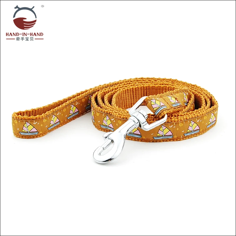 Dog Harness Leash Small Medium Dog Pet Nylon Cartoon Embroidered harness and Lead Set for 1.5 cm