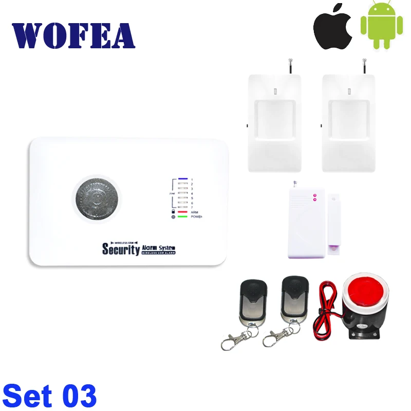 

Free shipping home alarm kit with IOS & android APP control security GSM alarm system 7 wireless zone + 3 wired zone