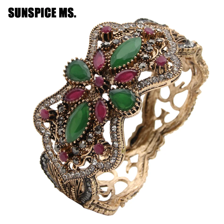 Wholesale Indian Ethnic Hollow Flower Vintage Bangle Bracelet Antique