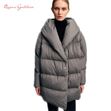 Парка, бренд, европейский стиль, теплые парки, большой размер, женские пуховики, женские элегантные и винтажные пуховики на белом утином пуху