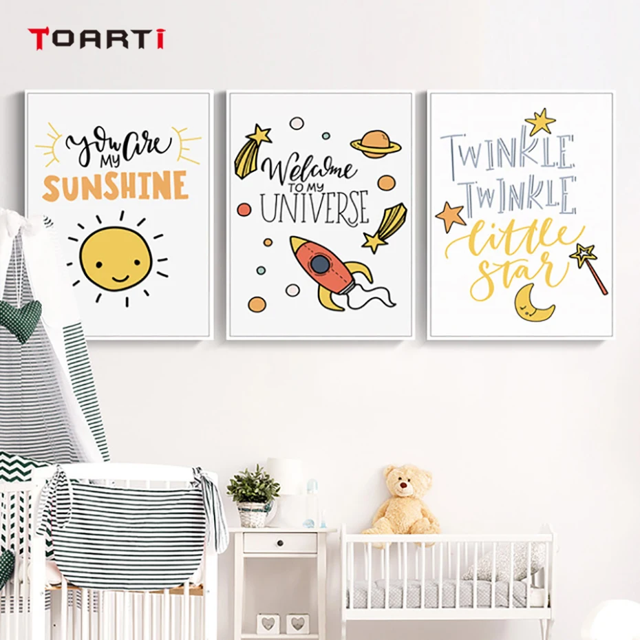 Simple Cute Children Phrase Canvas Painting Colorful Cartoon Posters&Prints Nursery Art For Kids Room Wall Decor Christmas Gift (5)