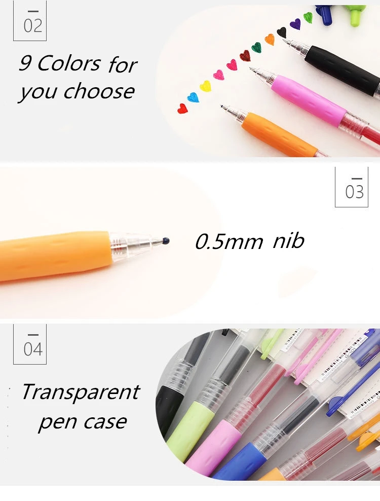 0.5mm Gel Pens For School Office Supplies Kawaii Press Type Multicolor ballpoint pen Cute stationery Writing Store