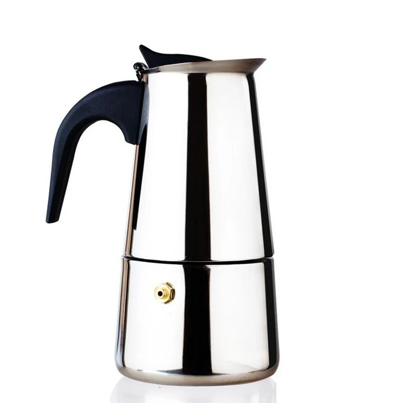 1 Pc 200 Ml Stainless Steel Moka Pot 4 Cups Espresso Maker Kitchen Dining Bar Coffee Gas Cooker Percolators Cooking Tools