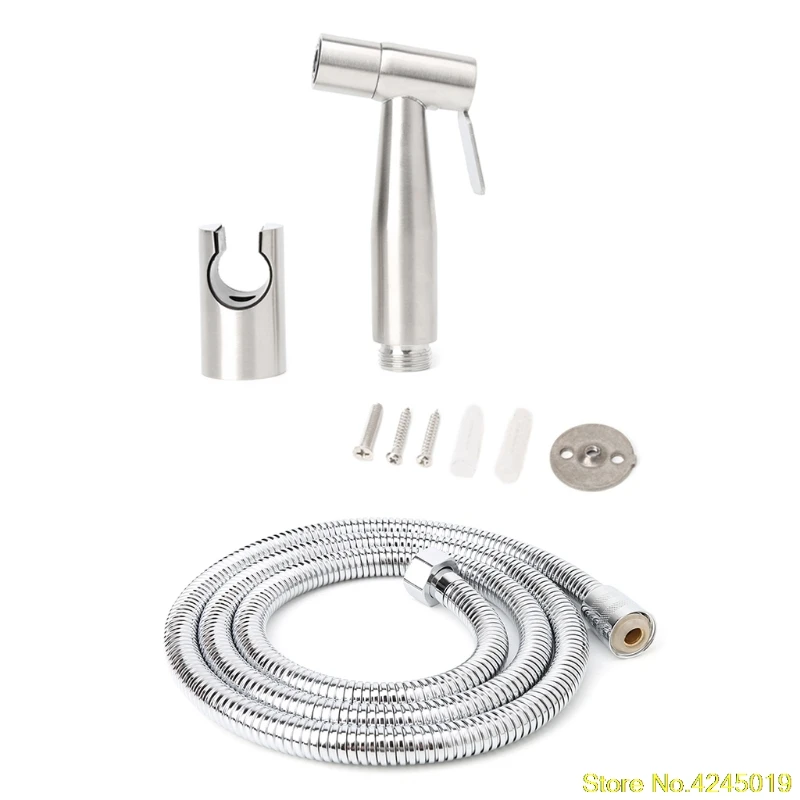 

2018 High quality 1Set Stainless Steel Handheld Toilet Bidet Shower Head Cloth Diaper Sprayer Shattaf Set