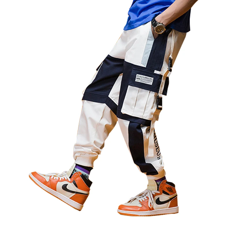 

New Streetwear Black Harem Pants Men Elastic Waist Punk Pants With Ribbons Casual Slim Jogger Pants Men Hip Hop Trousers