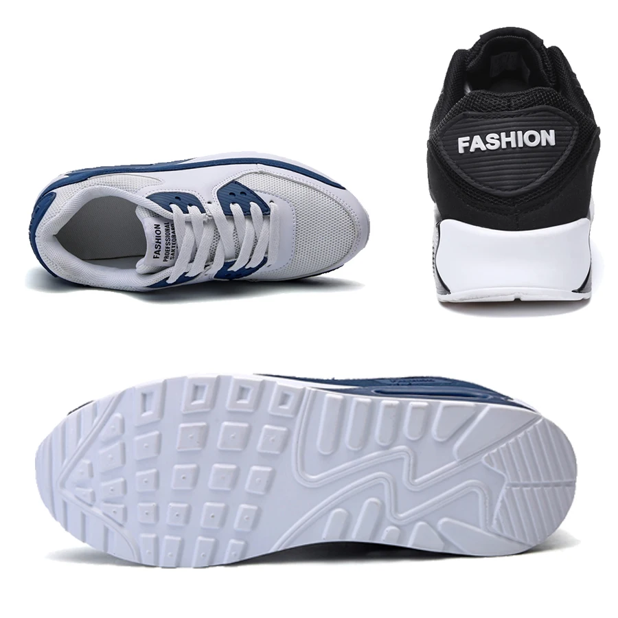 Спортивная и повседневная обувь на воздушной подушке; мужская обувь больших размеров; трендовая обувь для бега 46 влюбленных; синяя Лоскутная обувь для ходьбы и бега