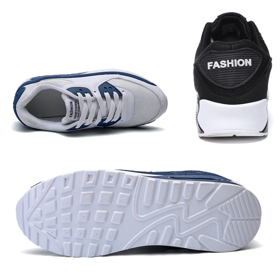 Air Cushion Sports & Casual Shoes Large Size Men's Shoes 46 Lovers Trendy Running Shoes Blue Patchwork Walking Jogging Shoes