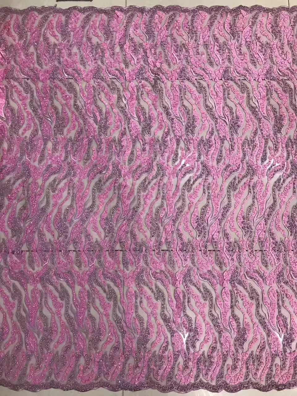 

15yard/lot Beautiful Pink African Lace Fabric Embroidered Tulle Fabric High Quality Pearls Beaded French Lace Fabric QG769