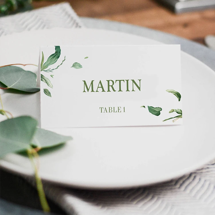 

50pcs/Lot Green Flower Garden Style Wedding Party Table Name Place Cards Favor Decor Wedding Decoration