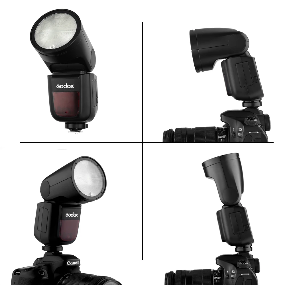 Godox V1 On-Camera Round Flash Speedlight for SONY NIKON CANON Camera R2 TTL Flashlight with AK-R1 Xpro Flash Triger