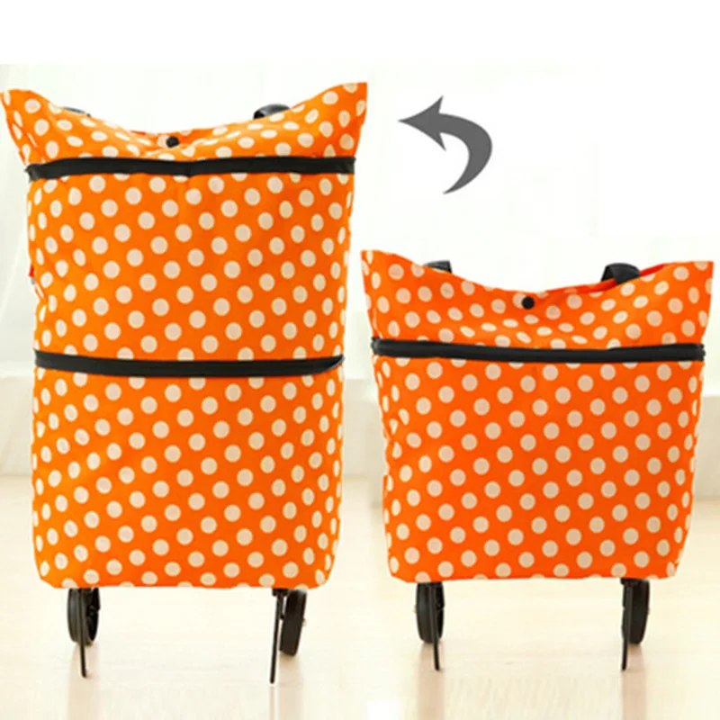 RUPUTIN Складные портативные хозяйственные сумки большой емкости для покупок, органайзер для еды, сумка на колесиках, сумка для покупок, сумка для овощей - Цвет: Small Orange point