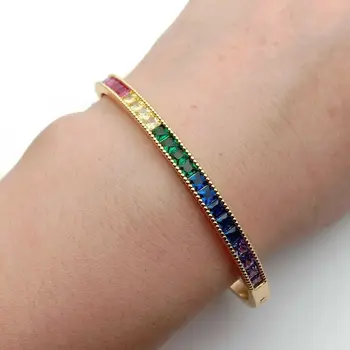 

Rainbow cz cuff bangle bracelet multi piece cz band bangles