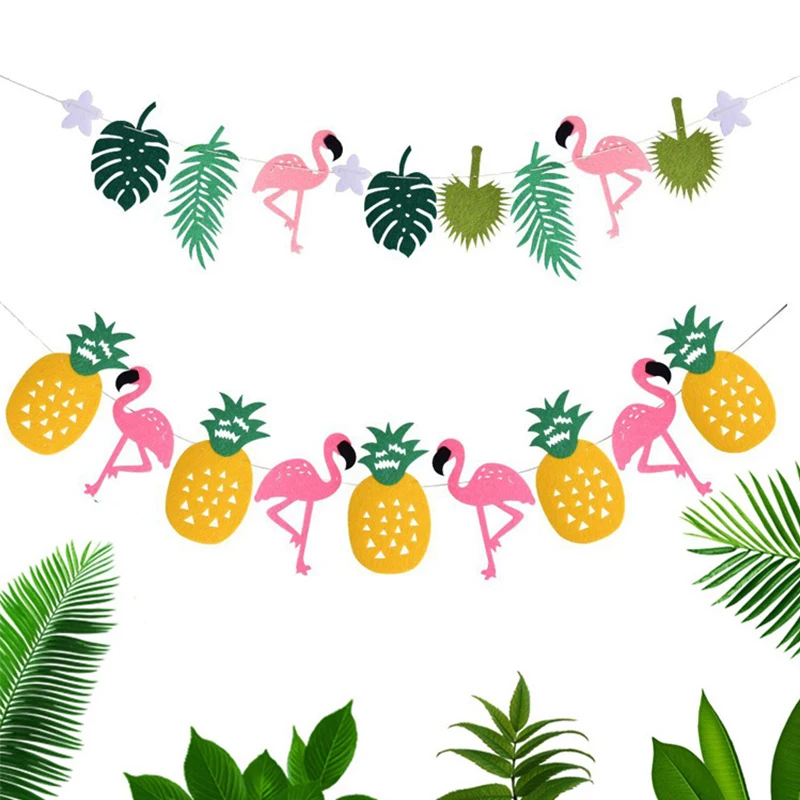

Summer New Arrival Flamingo Bunting Banner 1PC Hawaiian Pineapple Party Tropical Party Photo Prop Birthday Garlands Decorations