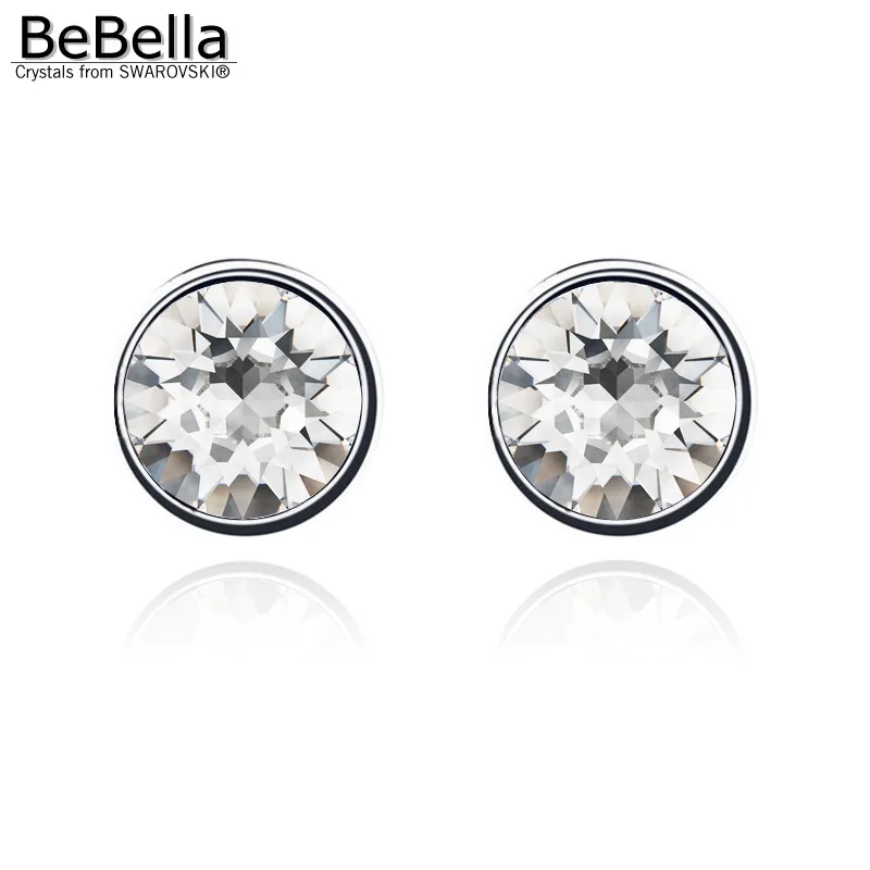 BeBella 7 мм круглые серьги-гвоздики с кристаллами для женщин кристаллы от Swarovski простой дизайн модные ювелирные изделия-гвоздики цветов - Окраска металла: Crystal