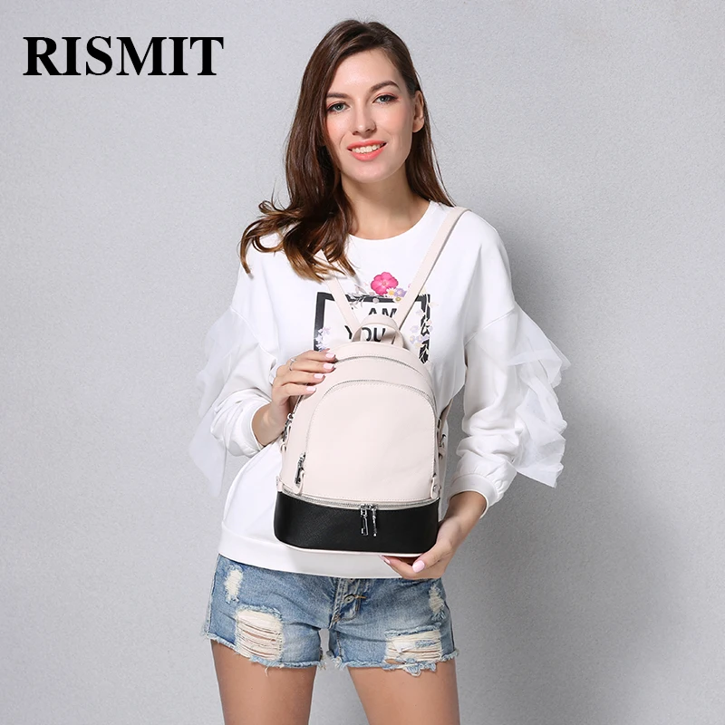 

RISMIT Fashion Women Backpack High Quality Youth Leather Backpacks for Teenage Girls Female School Shoulder Bag Bagpack BO95