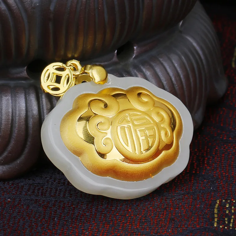 

2019 Sale Choker Necklace Hetian Longevity With Wealth And Honor Lock Pendant Inset Jades Everyone Baby Children's Necklace