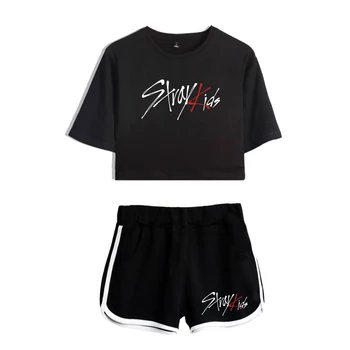 

Hot Sale stray kids Two piece sets Short Sleeve T-shirt women Fashion Summer Personality Cloth Casual Sexy Girls Clothes