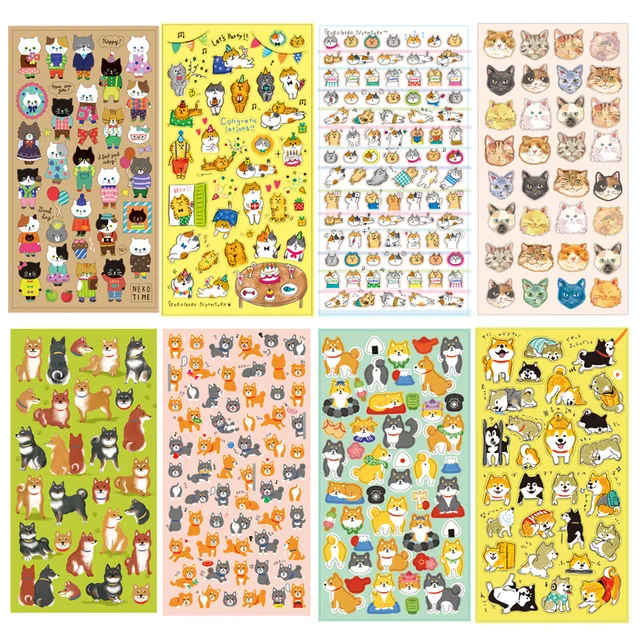 4 pcs/Lot Cute cat and Japanese Shiba stickers Kawaii decorative