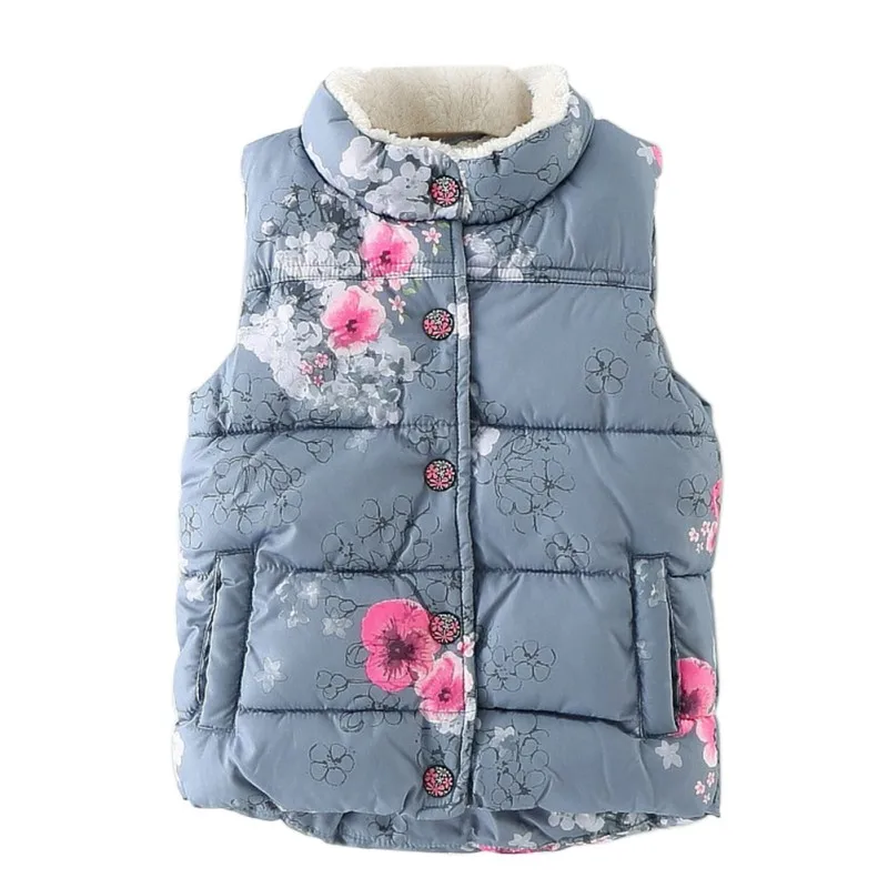 Baby Girls Vest Baby Outerwear Coats Girls Outerwear 2017 Cute Style Autumn&Winter Fashion Floral Printing Clothing 2-7T