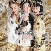 Золотая трехмерная жаккардовая парчовая ткань плотное Пальто с цветами Жаккардовая Ткань Итальянская модная Лоскутная Ткань DK17