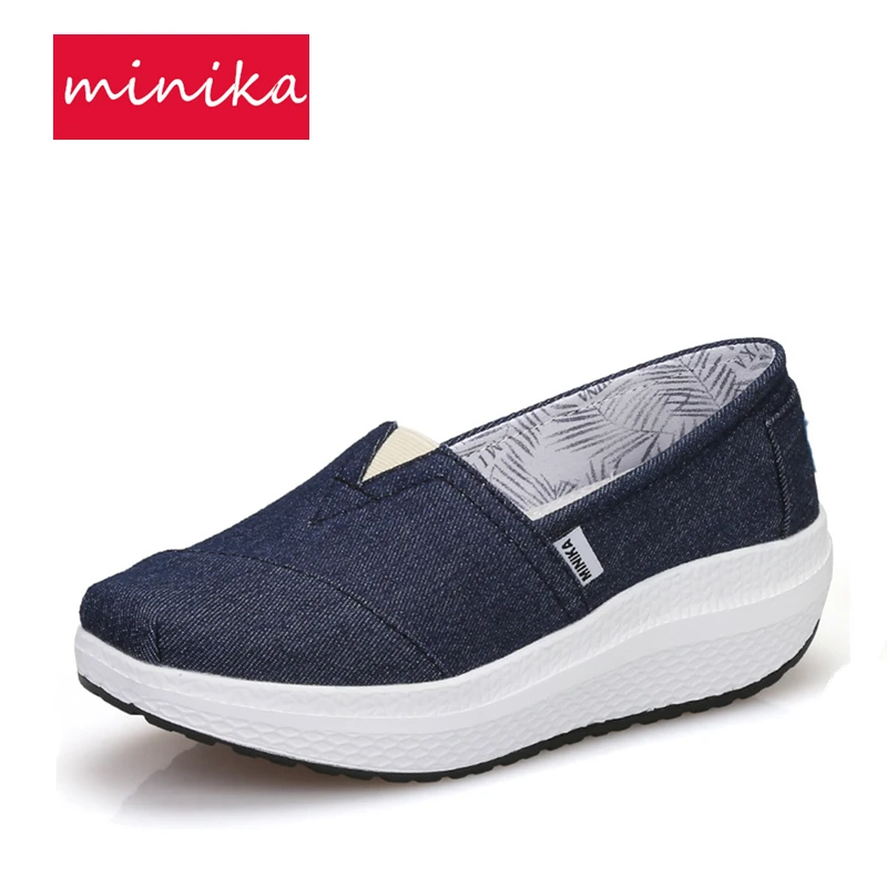 2017 New Denim Breathable Women Toning Shoes Slip-on Spring Summer Women Daily Shoes Loss Weight Slimming Sneakers