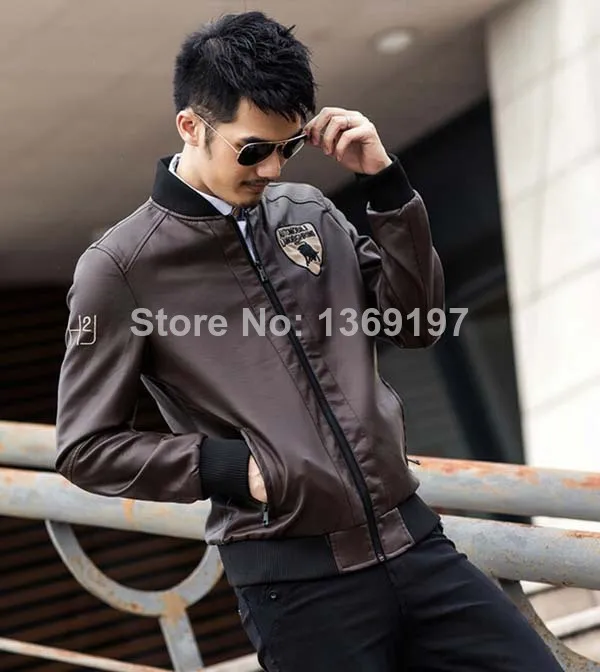 NWT Men's Punk Bomber Biker Motorcycle Slim Fit Faux PU Leather Jacket Blazer Black Coffee Size M L XL XXL MN608&amp006 | Мужская