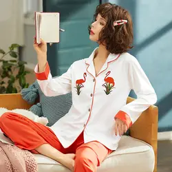 Весна Осень 2019 WAVMIT женские пижамы хлопок длинный топ комплект Женская пижама ночная рубашка пижамы наборы для ухода за кожей для женщин