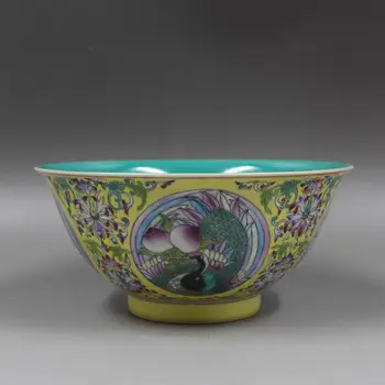 

Antique Chinease QingDynasty porcelain bowl,yellow Pastel longevity bowl ,Handicrafts,best collection&adornment,Free shipping