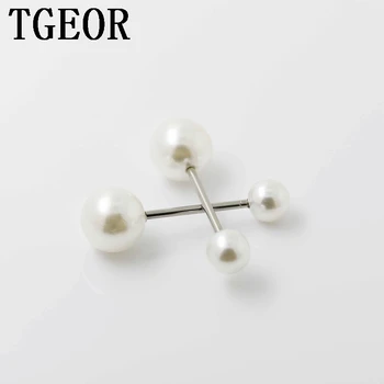 

HOT 20pcs 1.6*20*8/12mm tongue barbell Stainless Steel piercing double fake simulated pearl tongue ring free shipping