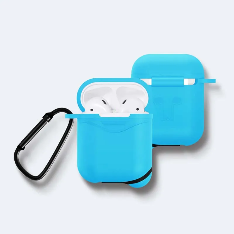 XSDTS силиконовый чехол для Apple Airpods 1 2 чехол для наушников чехол для зарядки s крышка светится в темноте с заглушкой от пыли - Цвет: 4-Sky Blue