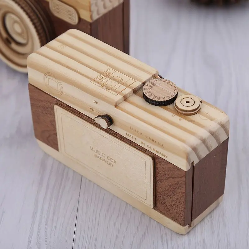 1 Pc Kids Adult Wooden Music Retro Camera Design Classical Melody Birthday Home Decoration Toys for Boys Girls #BW15#